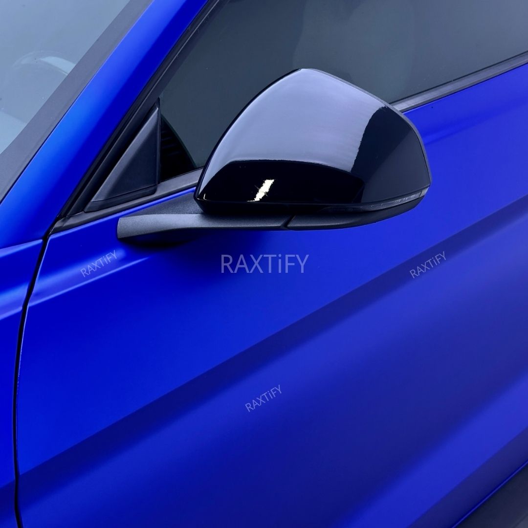 Mustang Wrapped in Matte Chrome Royal Blue Vinyl Wrap by RAXTiFY