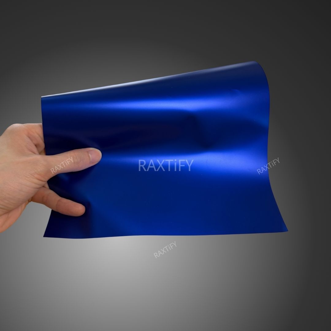 Matte Chrome Royal Blue Vinyl Wrap Sample by RAXTiFY