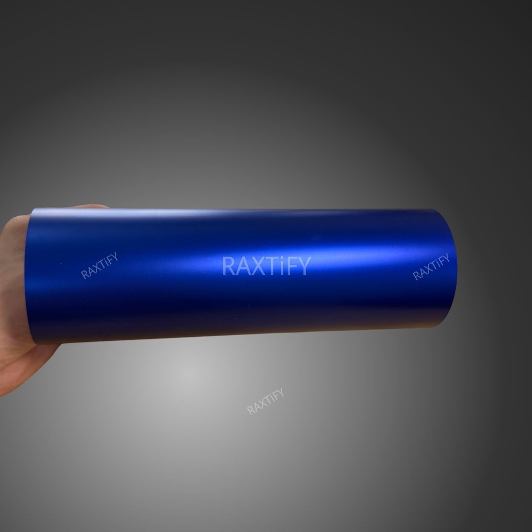 Matte Chrome Royal Blue Vinyl Wrap Sample by RAXTiFY