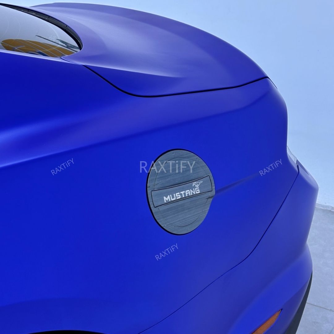Mustang Wrapped in Matte Chrome Royal Blue Vinyl Wrap by RAXTiFY
