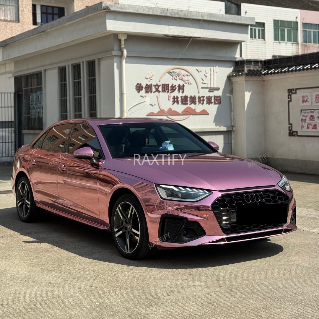 Audi in Mirror Chrome Pink Vinyl Wrap