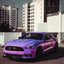 Color Shift Purple Pink Vinyl Wrap on mustang outside