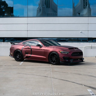 Mustang Wrapped In Satin Chrome Silk Oxide Red Vinyl Wrap