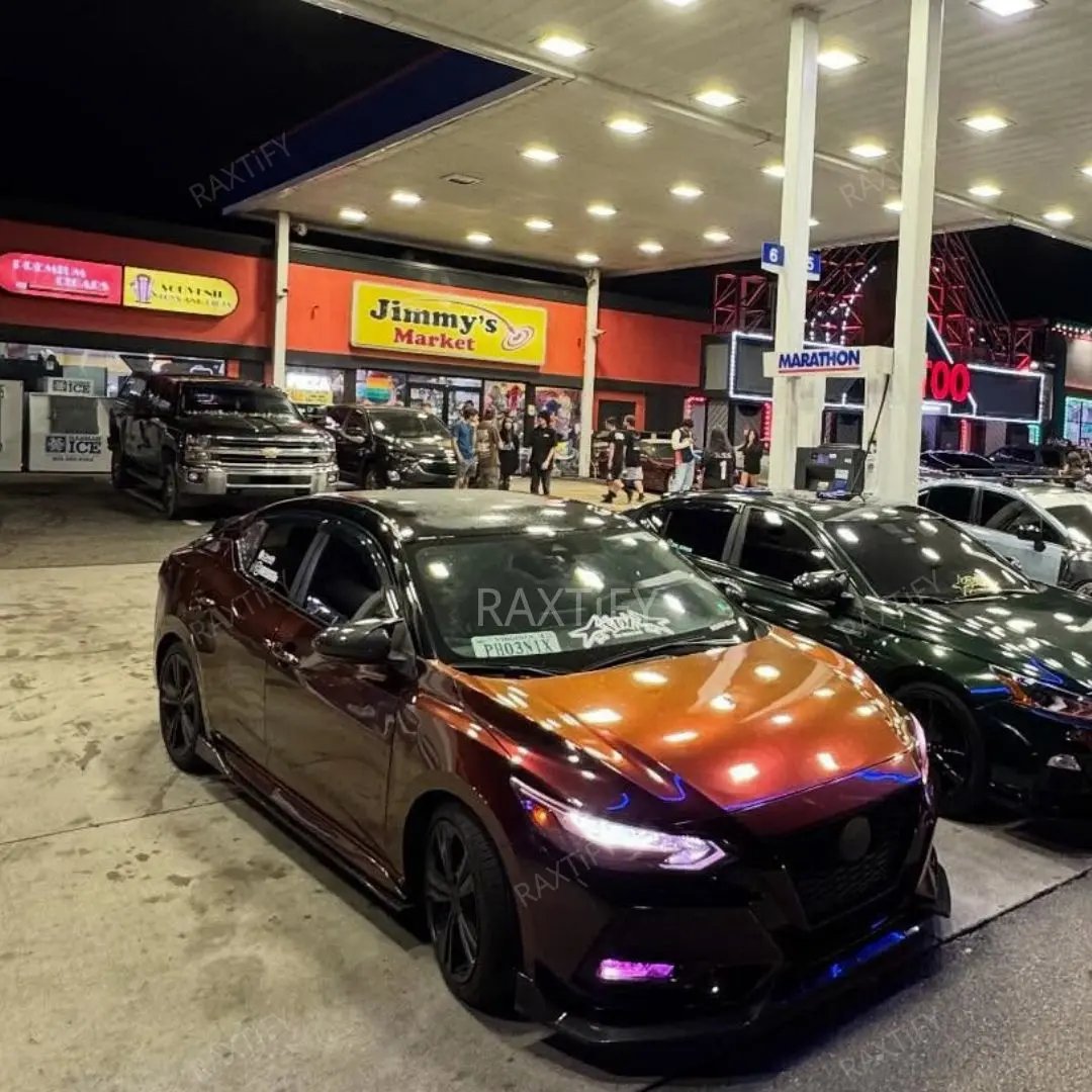 Nissan Color Shift Rainbow Drift Black Red Vinyl Wrap