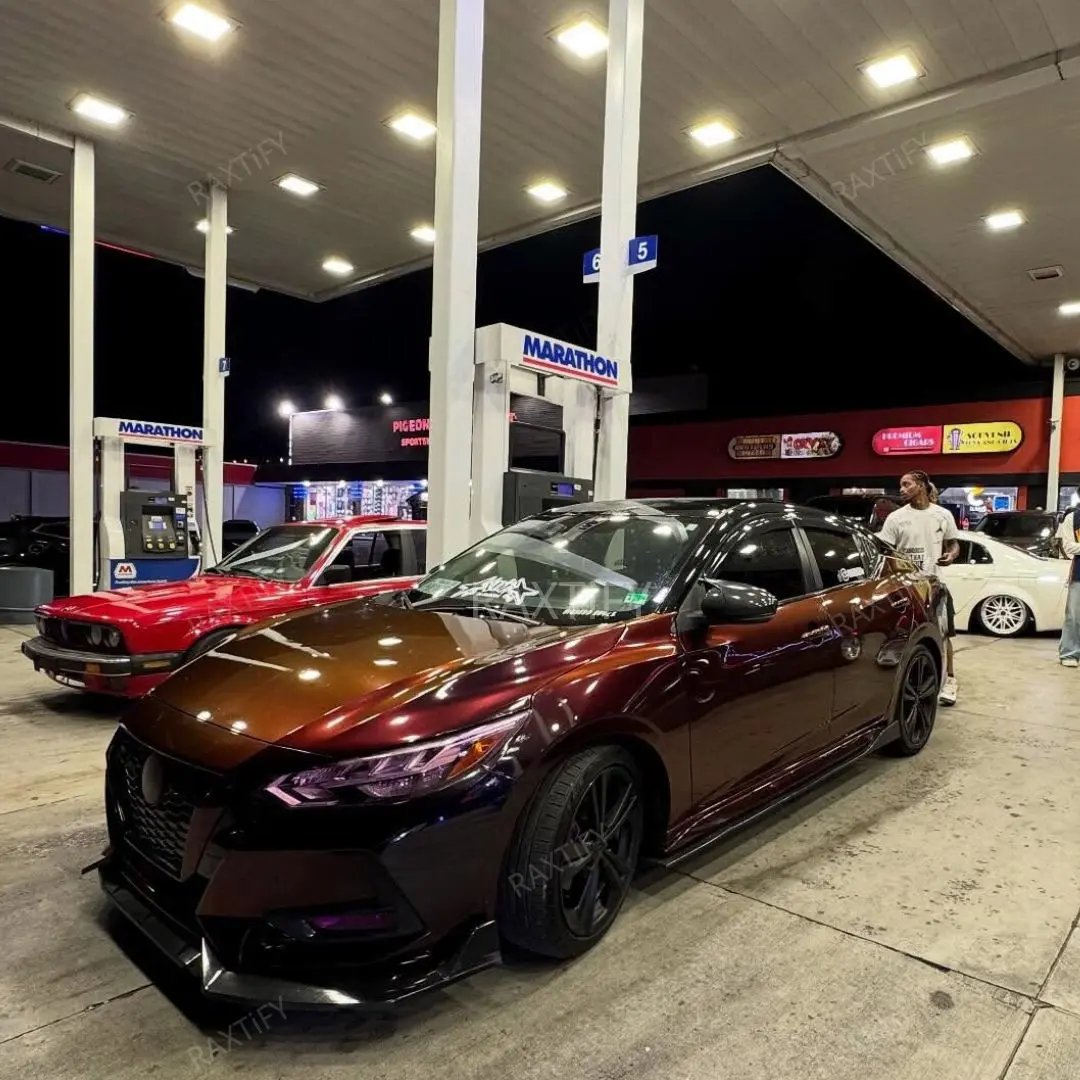 Nissan Color Shift Rainbow Drift Black Red Vinyl Wrap