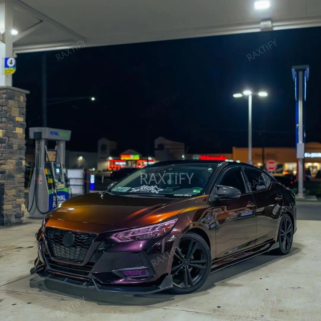 Nissan Color Shift Rainbow Drift Black Red Vinyl Wrap