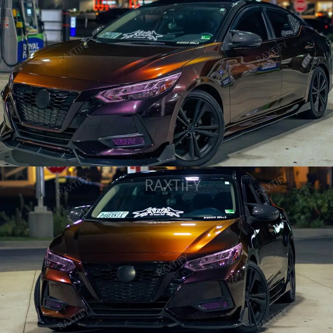 Nissan Color Shift Rainbow Drift Black Red Vinyl Wrap