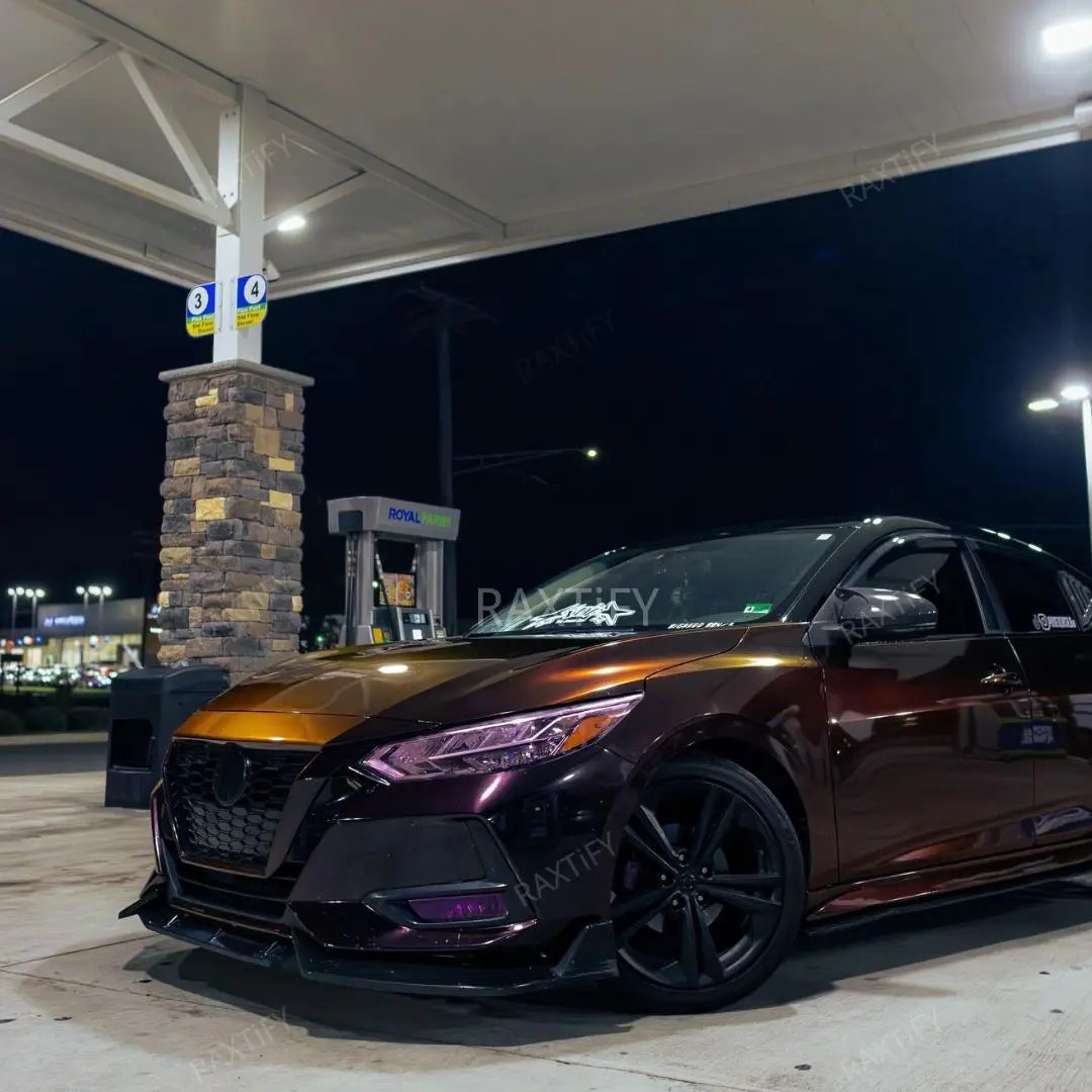 Nissan Color Shift Rainbow Drift Black Red Vinyl Wrap