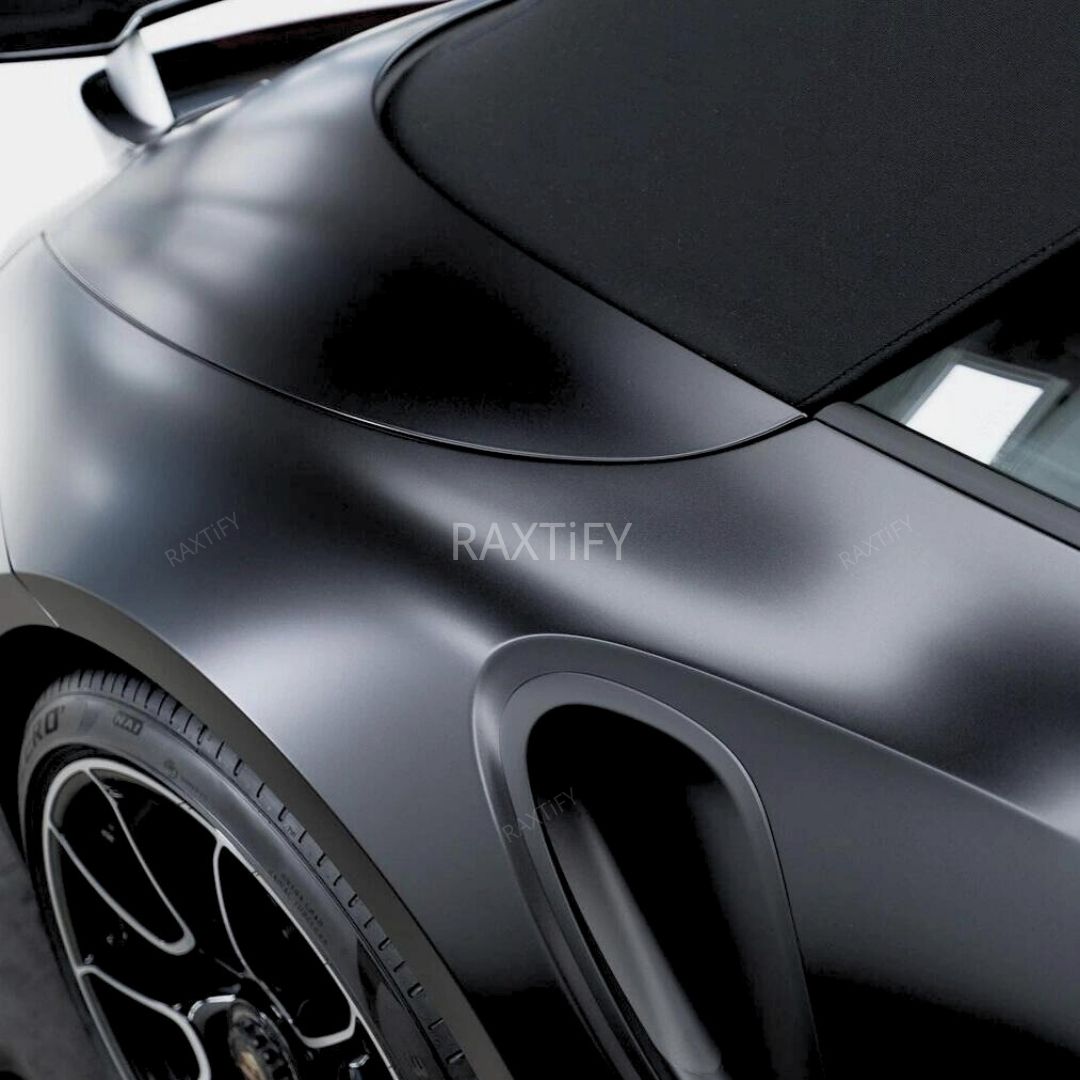 Porsche Matte Metallic Black Vinyl Wrap