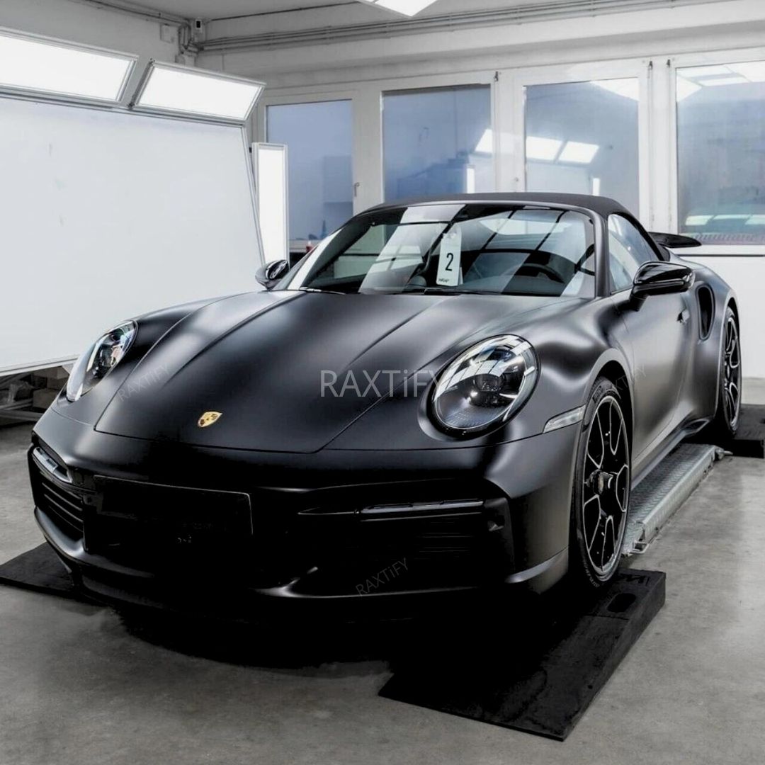Porsche Matte Metallic Black Vinyl Wrap