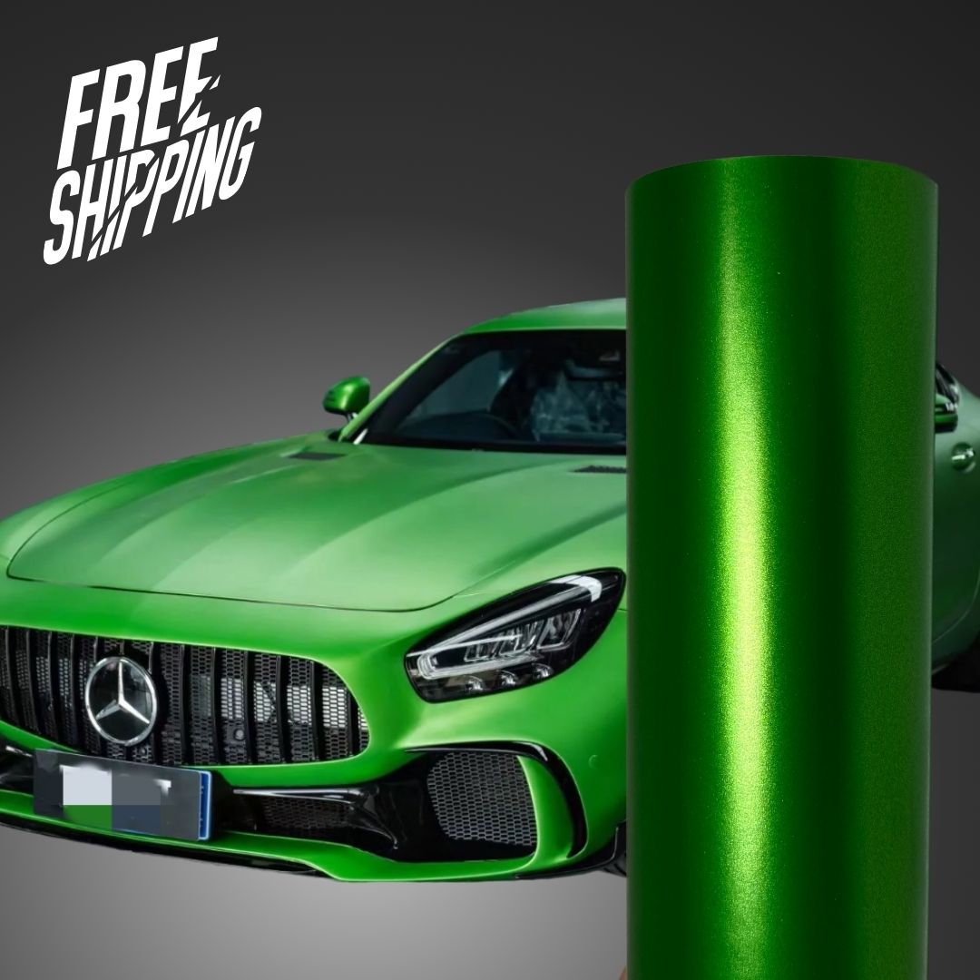 Satin Chrome Flame Green Vinyl Wrap