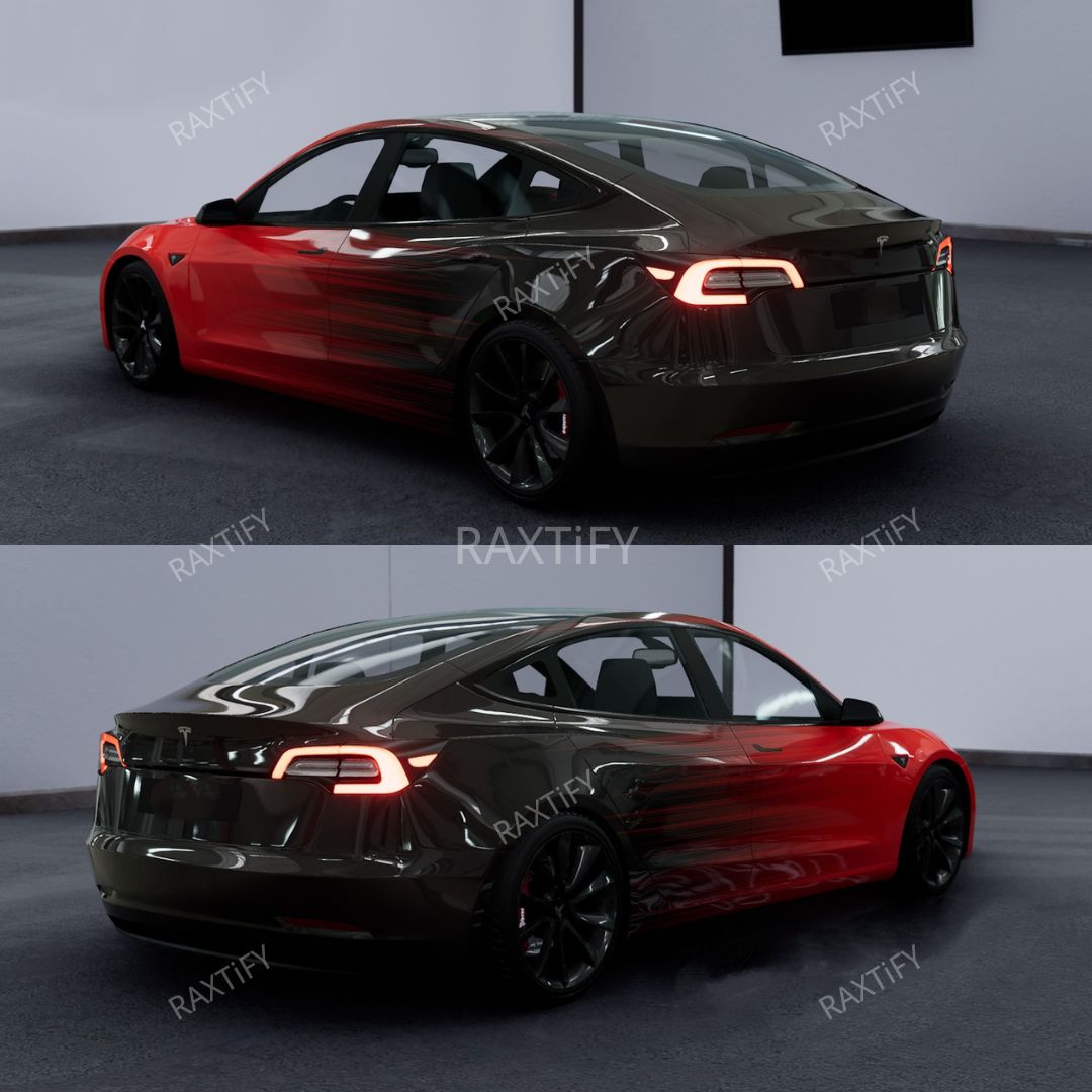 Tesla Red to Black Custom Vinyl Wraps